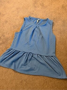 Elle Blue Sleeveless Peplum Eyelet Tank